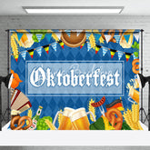 Blau Rhombus Bier Getreide Oktoberfest Party Hintergrund